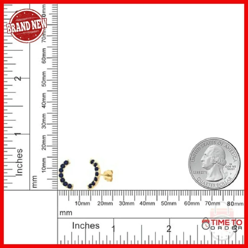 18K Gold Plated Silver 2MM Gemstone Stud Ear Crawler Earrings